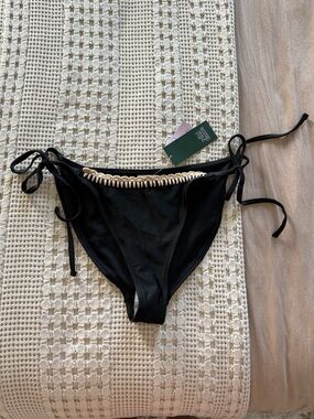 NEW Wild Fable Black Low-Rise High-Leg Cheeky Tie-Side Bikini Bottom Size M